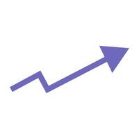 A purple arrow pointing upward on a white background vector