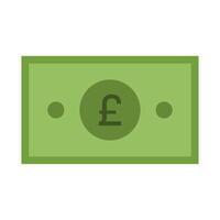 A green pound note with a pound sign on it vector