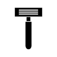 A razor is shown in a black and white icon vector