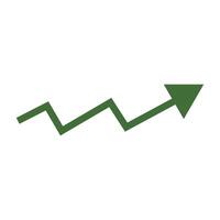 A green arrow pointing upward on a white background vector