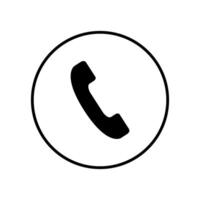 Phone icon in circle on white background vector