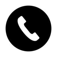 A black and white phone icon on a white background vector