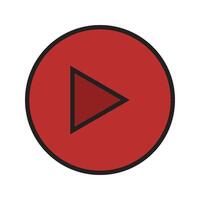 A red play button with a black arrow vector