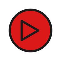 A red play button with a black arrow vector