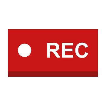 A red button with the word rec on it vector