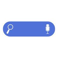 A blue button with a magnifying glass and a microphone vector