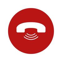 A phone icon with a red circle and a white phone vector