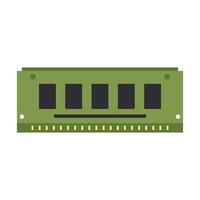 A green computer memory module on a white background vector