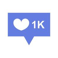 A blue speech bubble with the word 1k vector