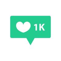 The 1k logo with a heart in the middle vector
