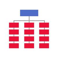 An organization chart with red and blue bars vector
