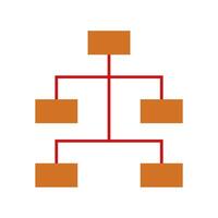 An orange and red tree diagram with four branches vector