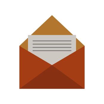 An open envelope with a letter inside vector