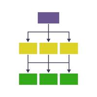 An organization chart with three different colors vector