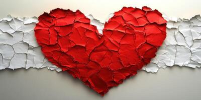 Creative paper art displays a textured heart shape on a contrasting background symbolizing love and emotion photo