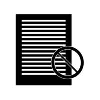 A black and white image of a document with a no entry sign vector