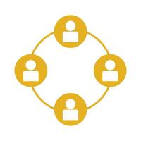 A circle with people in it, with a yellow circle around it vector