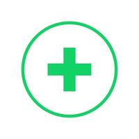A green cross in a circle on a white background vector