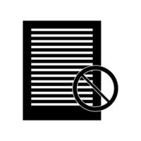 A black and white image of a document with a no entry sign vector