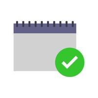 A calendar with a tick mark on it vector