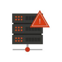 A server with a red warning sign on it vector