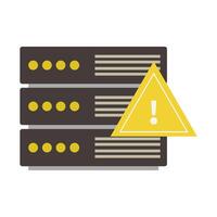 A server with a yellow caution sign on it vector