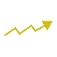 A yellow arrow pointing upward on a white background vector