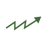 A green arrow pointing upward on a white background vector