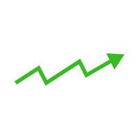A green arrow going up on a white background vector