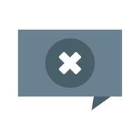 An icon of a speech bubble with an x vector