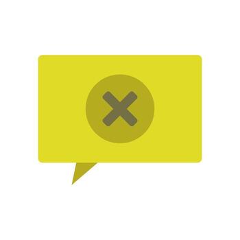 An icon of a speech bubble with an x on it vector
