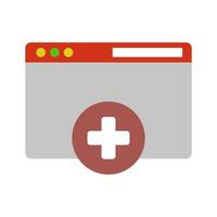 A red cross and a plus sign on a computer screen vector