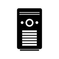 A black and white computer icon on a white background vector