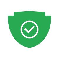 A green shield with a tick mark on it vector