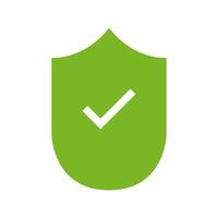 A green shield with a tick mark on it vector