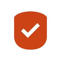 A check mark icon on an orange background vector