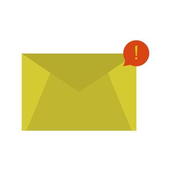 un sobre con un habla burbuja y un exclamación marca vector