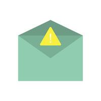 An envelope with a yellow caution sign on it vector
