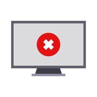 A computer monitor with an x mark on it vector