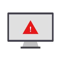 A computer monitor with a red warning sign on it vector
