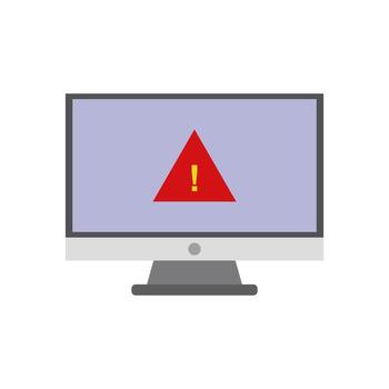 Computer monitor with a red triangle warning sign on it vector