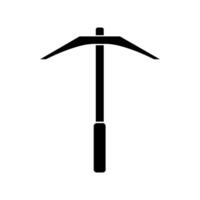 A black and white icon of a pickaxe vector