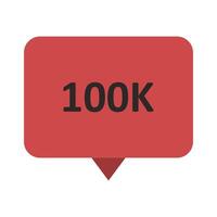 A red speech bubble with the word 100k vector