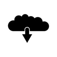 Cloud icon with arrow pointing down on a white background vector