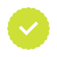 A green check mark in a circle on a white background vector