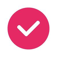 A pink check mark icon on a white background vector