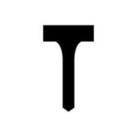 The letter t is shown in black and white vector
