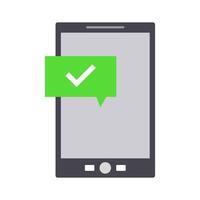 A smartphone with a green tick mark on it vector