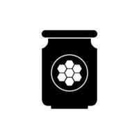 A jar of honey with a hexagon on it vector