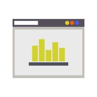 A flat icon of a bar chart on a computer screen vector